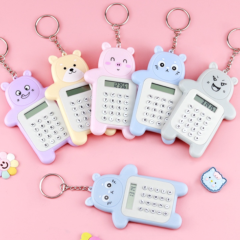 Máy tính bỏ túi 8 số hình gấu hoạt hình dễ thương xinh xắn cho học sinh