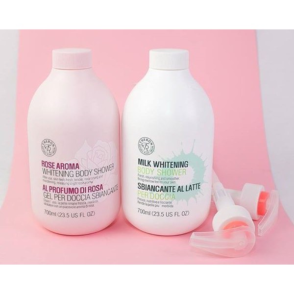 Sữa tắm trắng da Theron Milk Whitening & Rose Aroma Body Shower 700ml - Anh