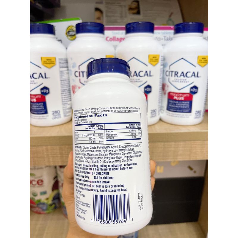 [Date 8/2024] Viên uống bổ sung canxi CITRACAL Maximum Calcium Citrate 280v