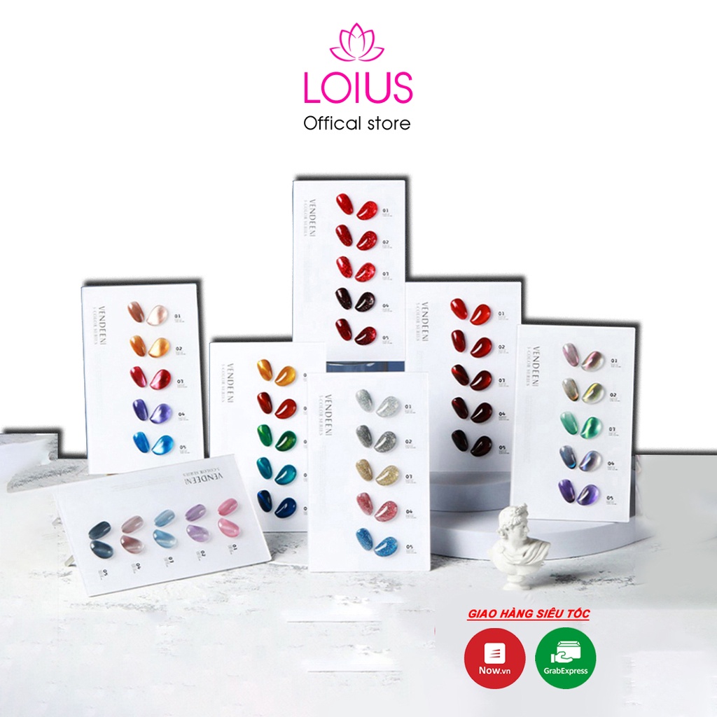 Set sơn gel vendeeni 5 màu cao cấp 2021 tặng kèm bảng màu sẵn và hộp đựng (bảng 1)