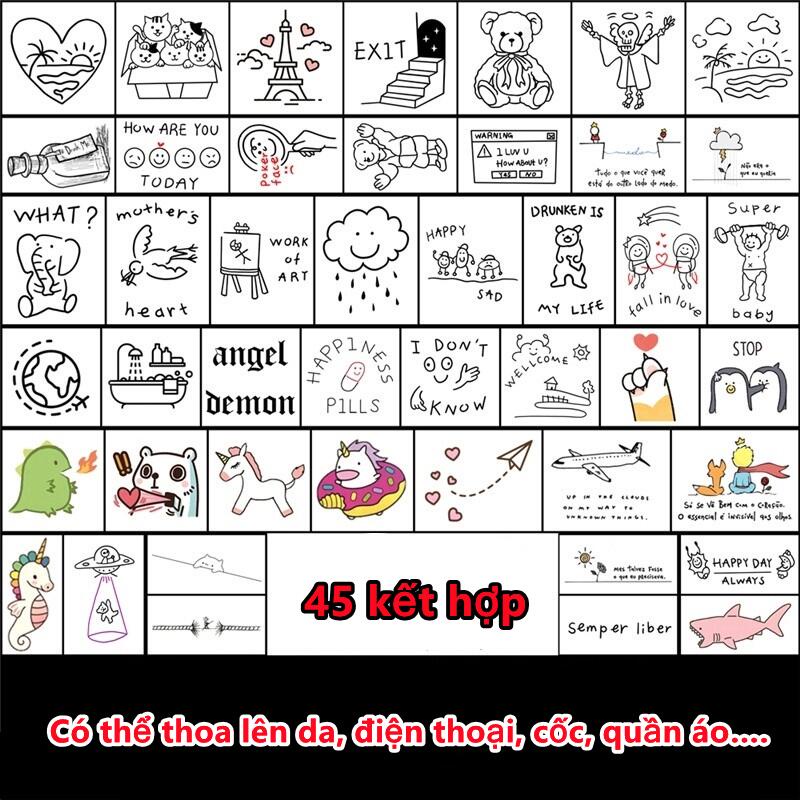 Vận chuyển nhanh Không thấm nước Hình xăm màu tạm thời Hình xăm phong cách dễ thương Hình xăm giả