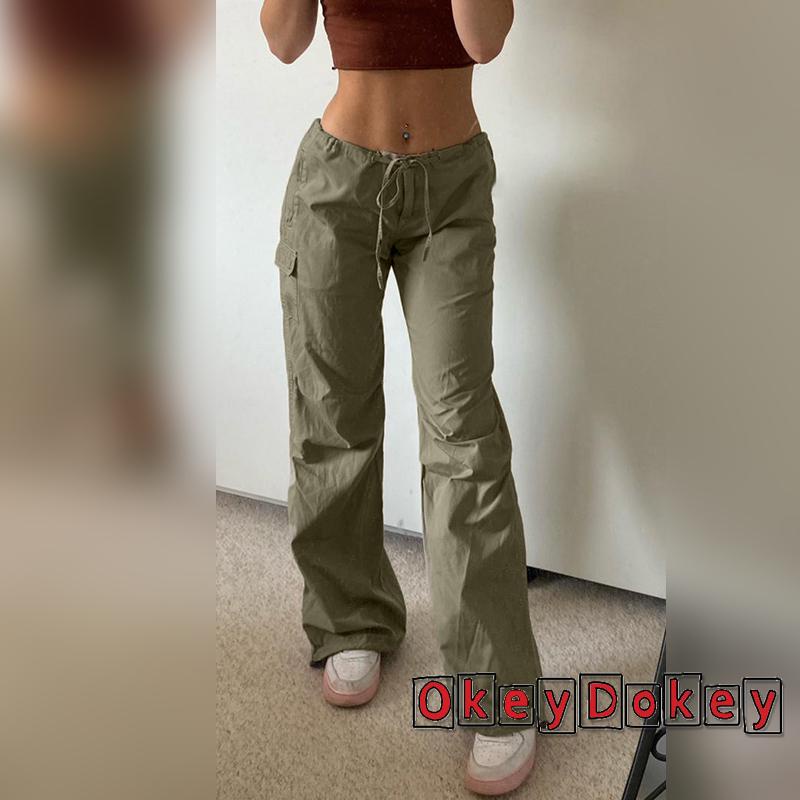 Quần Ống Rộng Màu Trơn Cài Nút Có Túi Thời Trang Cho Nữ