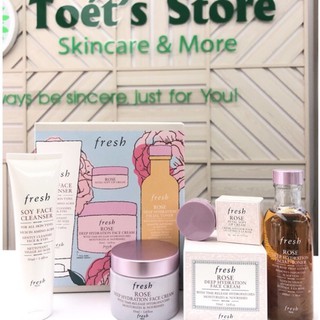 [Bill US] Bộ dưỡng da Fresh Rose Deep Hydration Skincare Set 2021 (Rose Cream 50ml)