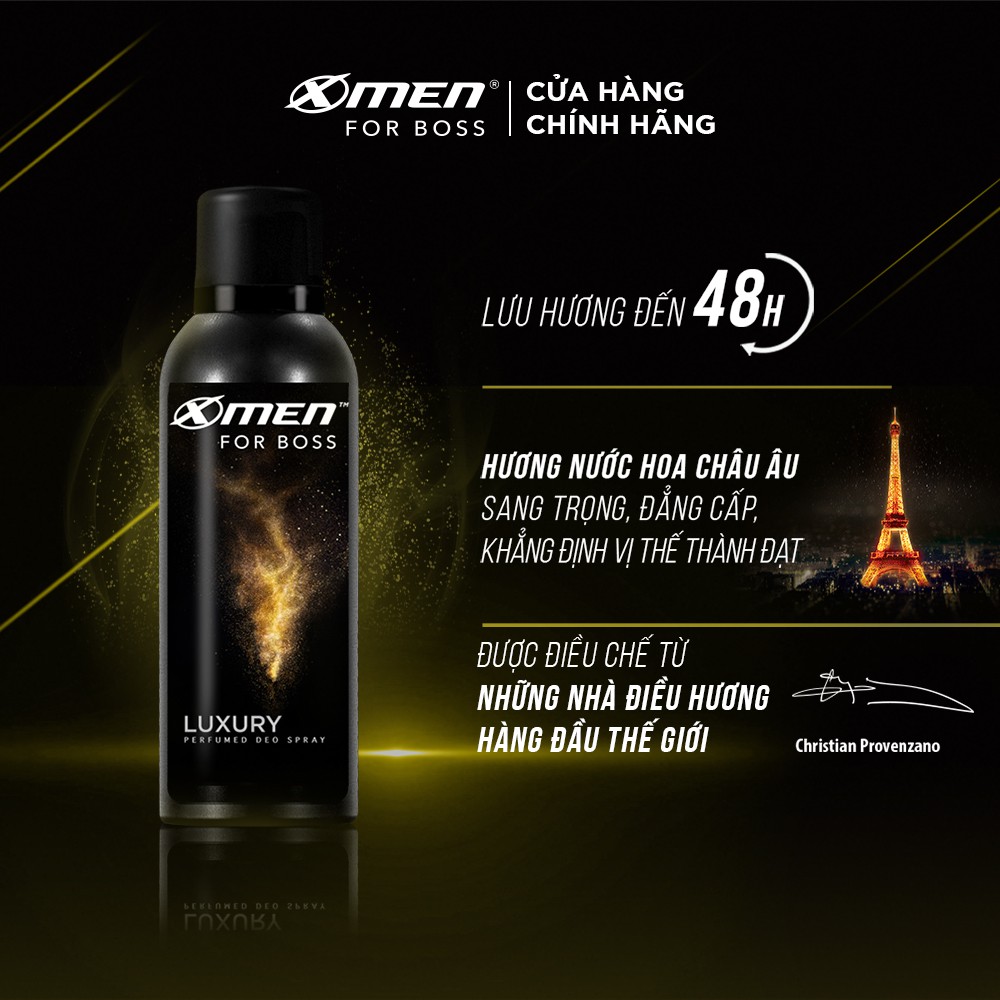 Combo XMen For Boss trọn bộ mùi hương Luxury(49ml+650g+150ml+70g+50ml+180g)