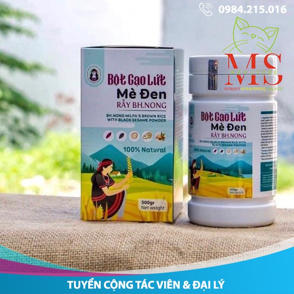 [Cao cấp] Bột gạo lứt rẫy sấy mè đen tăng cường hệ miễn dịch hộp 500g. Tuyển cộng tác viên và đại lý toàn quốc.