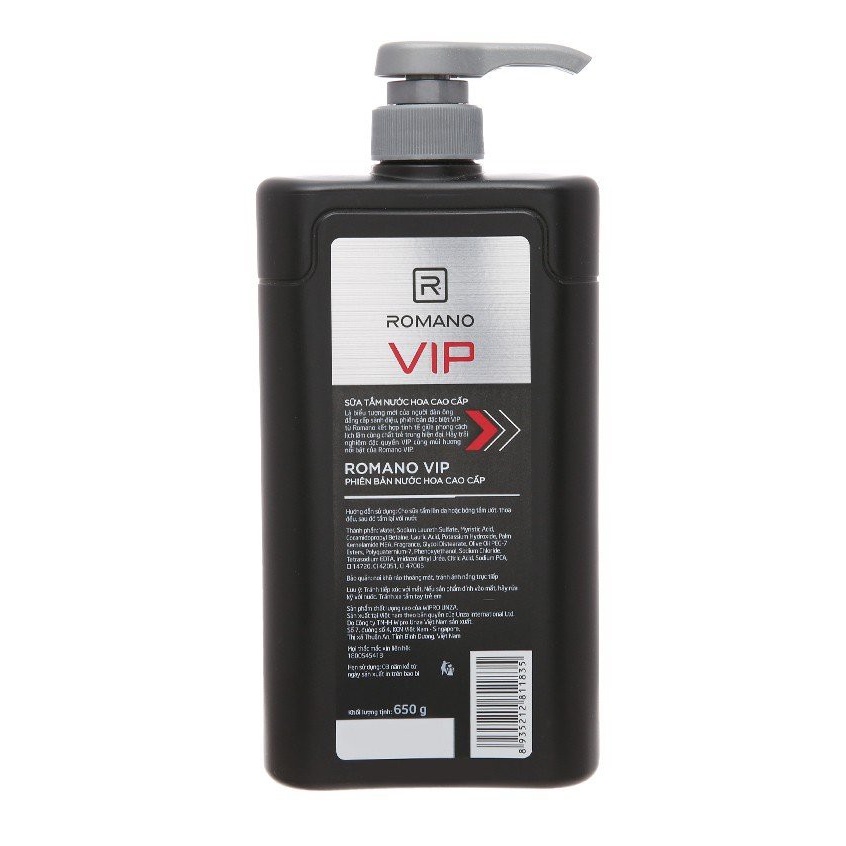 Sữa tắm cao cấp Romano VIP 650g