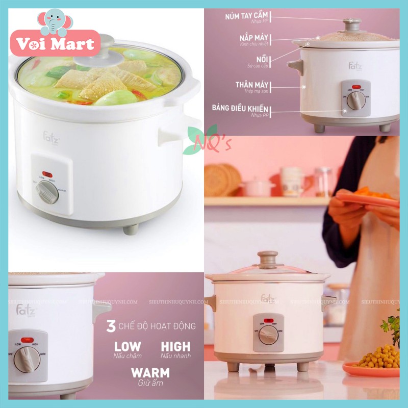 FREESHIPNỒI NẤU CHẬM 2.5L - SLOW 3 - FB9025MH BẢO HÀNH CHÍNH HÃNG 12 THÁNG