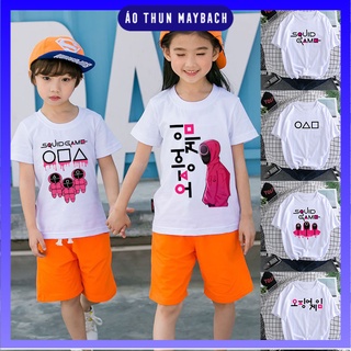 Áo thun trẻ em squid game -trò chơi con mực chất cotton