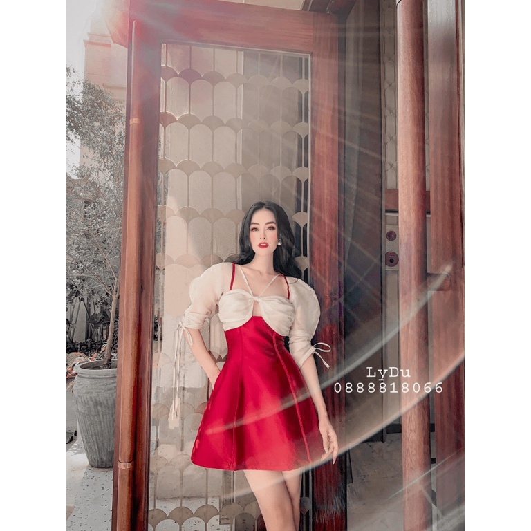 ĐẦM TAFTA PHỐI NƠ DỰ TIỆC HÀNG THIẾT KẾ CHANH SẢ (HÀNG QUẢNG CHÂU)