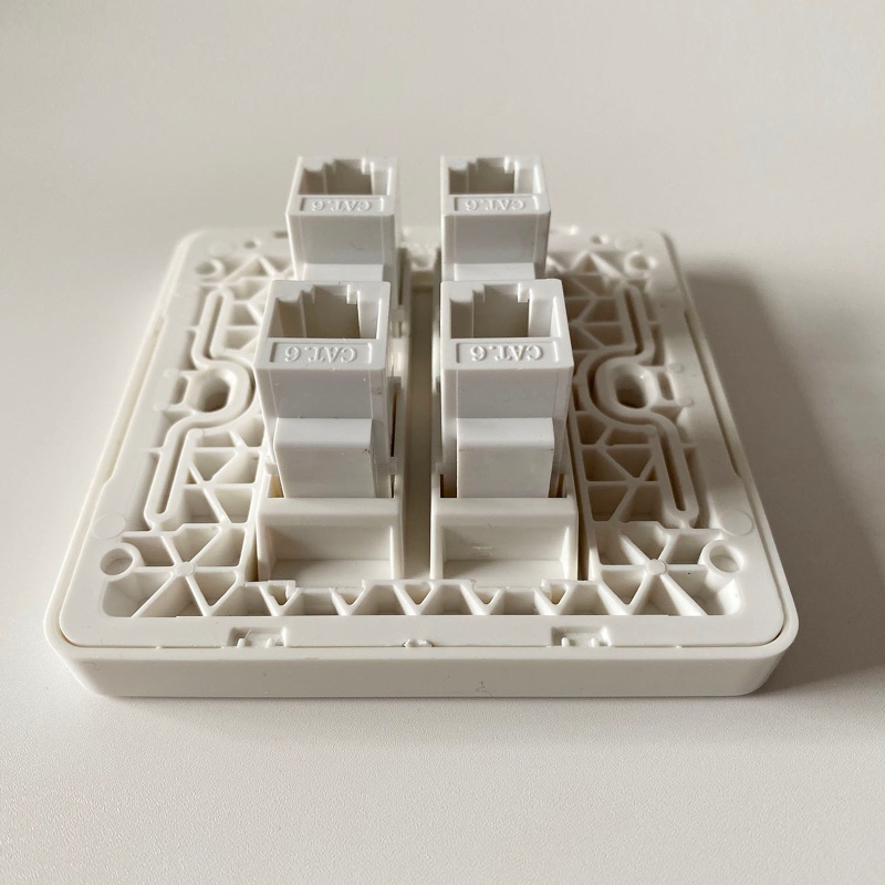 Đĩa Gắn Tường RJ45 4 Cổng Female - Female CAT6 Internet Plug Thẳng