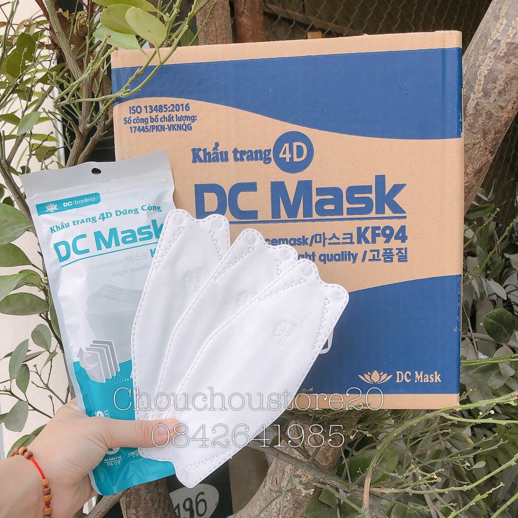 [HÀNG CÓ SẴN] 1 Thùng Khẩu Trang 4D Trắng Hàng chuẩn DC - (300c) Khẩu Trang DC Mask KF94 4 Lớp Kháng Khẩu, Thoáng Khí