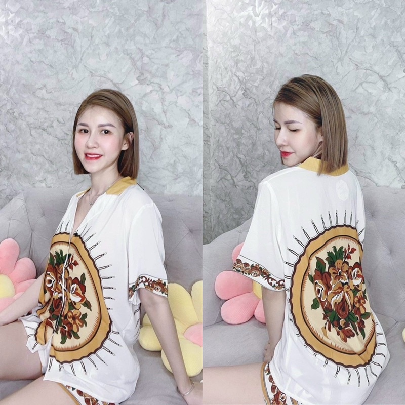 [Siêu rẻ] Đồ bộ pijama đùi mặc nhà Lụa Mango in 2 mặt cực mềm mịn mát cho bạn nữ dưới 65kg