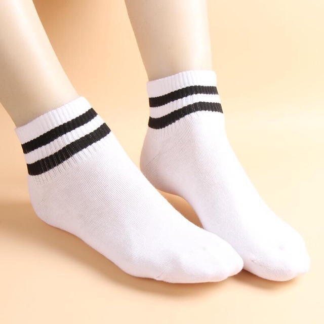 Set 10 Đôi Tất Cotton Cổ Kẻ Trẻ Trung Hàn Quốc