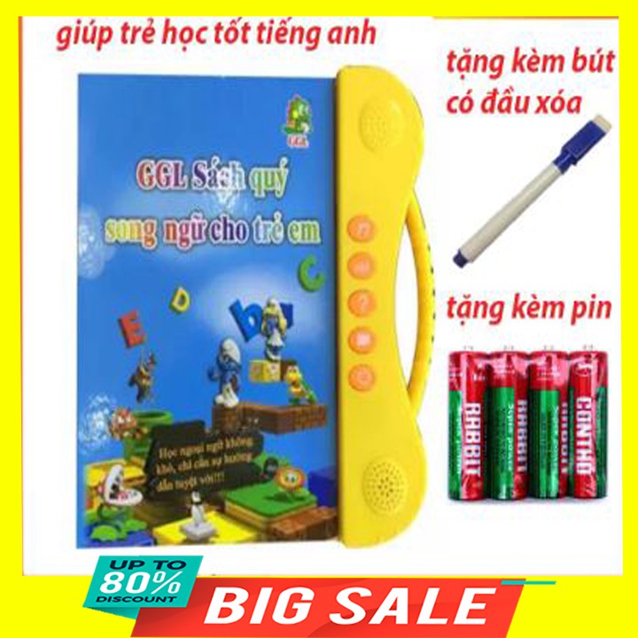 Combo sách vở phát triển kỹ năng cho bé- Sách nói điện tử song ngữ Anh- Việt kèm vở tập tô tự xóa hàng Việt Nam