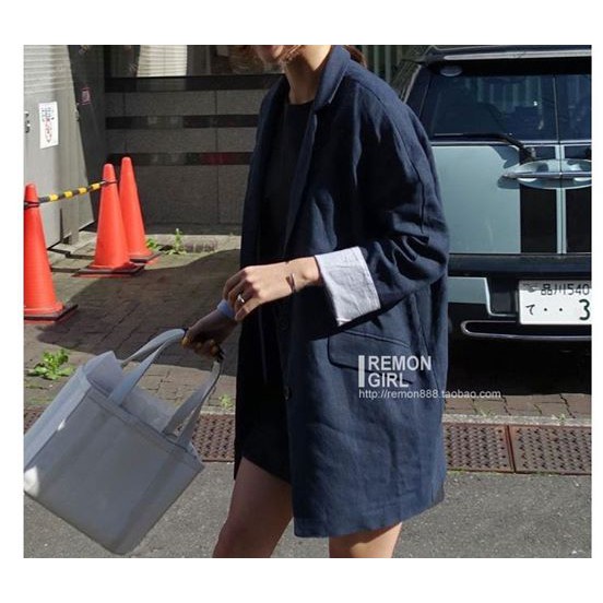 Blazer linen màu xanh navy AK006 | BigBuy360 - bigbuy360.vn