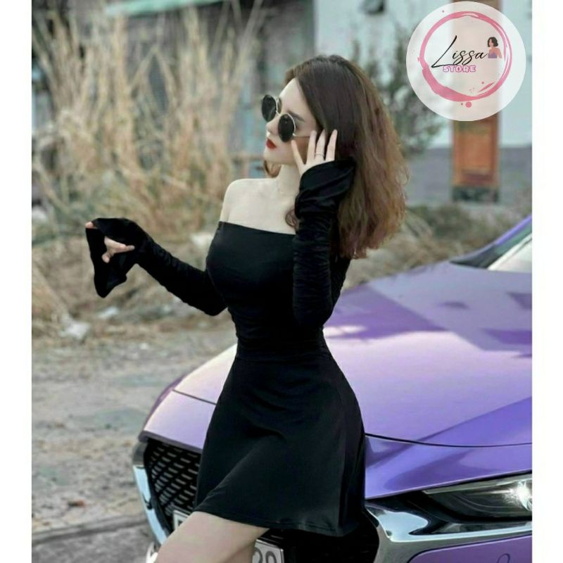 Đầm body đầm loe tay dài khoe vai gợi cảm chanh xả😎 Đ6  Lissa