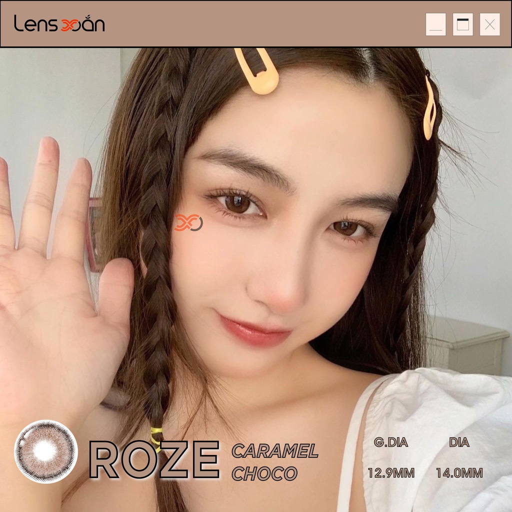 KÍNH ÁP TRÒNG ROZE CARAMEL CHOCO CỦA B.S.COR: LENS NÂU CHOCO ÁNH ĐỎ TỰ NHIÊN CÓ VIỀN | LENS XOẮN ( GIÁ 1 CHIẾC)