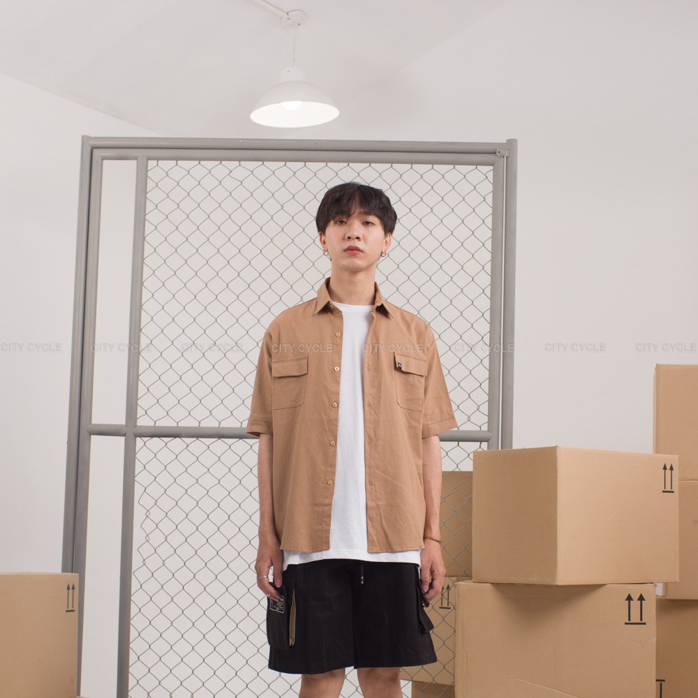 Áo sơ mi local brand cộc tay đũi City Cycle chất cotton form rộng nam nữ oversize unisex | BigBuy360 - bigbuy360.vn
