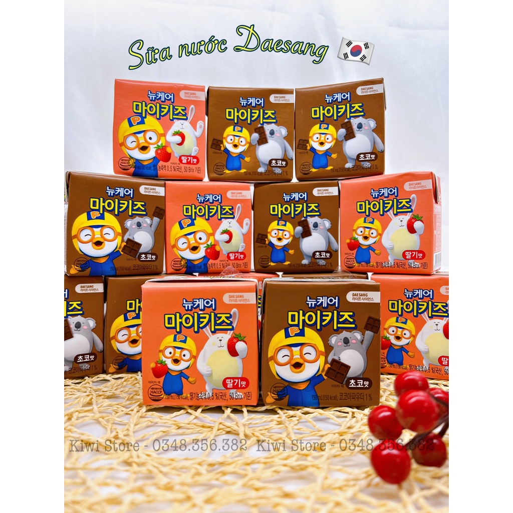 Sữa nước Deasang PORORO vị dâu/socola 150ml, hỗ trợ tăng chiều cao và cân nặng Hàn Quốc