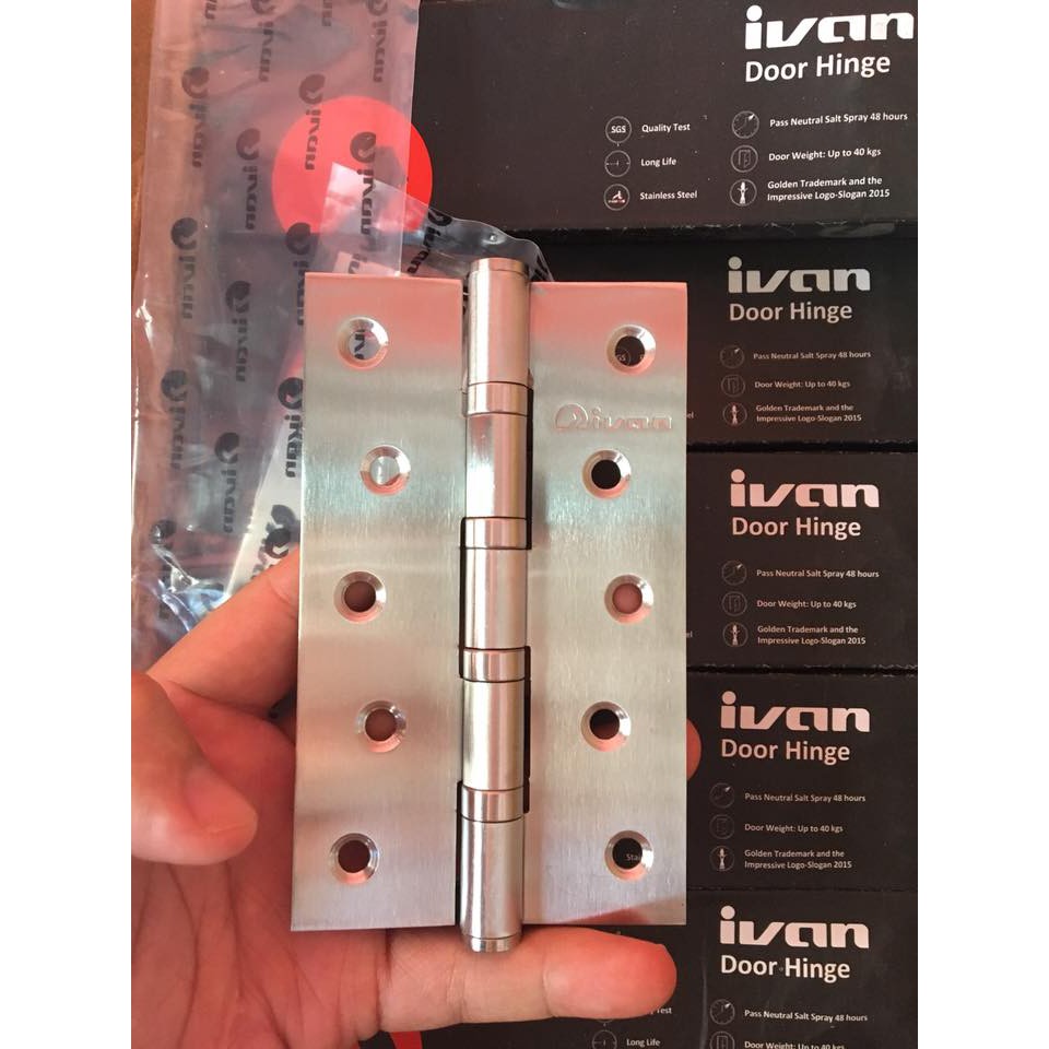 Bản lề Inox SUS201 IVAN 43101.132 (5x3x2.5-4BB-P12.5) - 1.25T mỏng 2.5mm (Cặp)