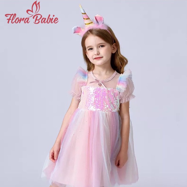 🌸🌸 Đầm Váy Công Chúa Hồng Cầu Vồng 🌸🌸