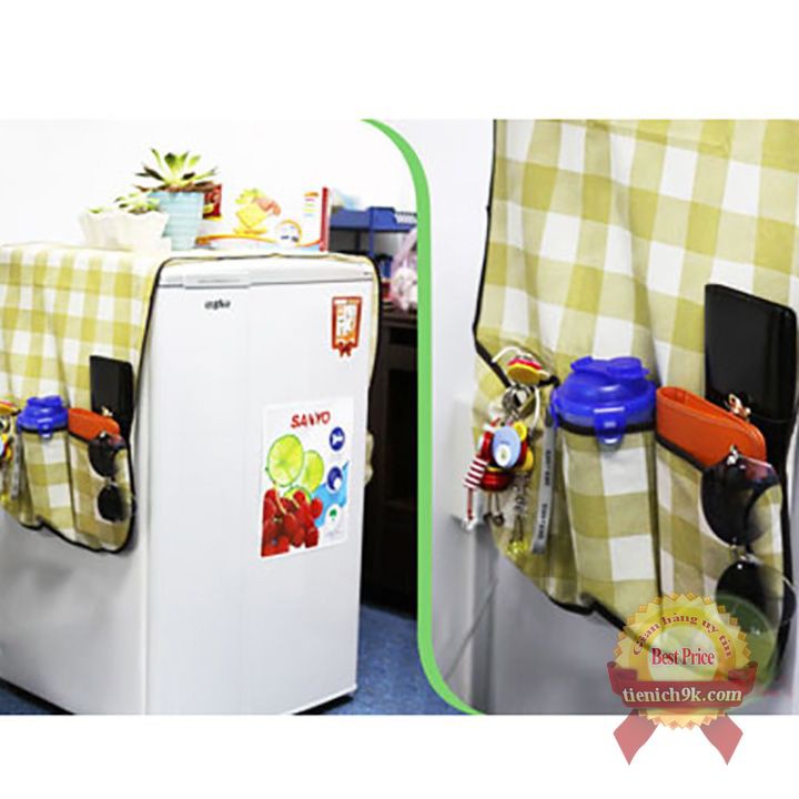 Phủ tủ lạnh nhựa PVC và vải Canvas có ngăn tiện lợi chống thấm nước họa tiết sang trọng trang trí nhà cửa
