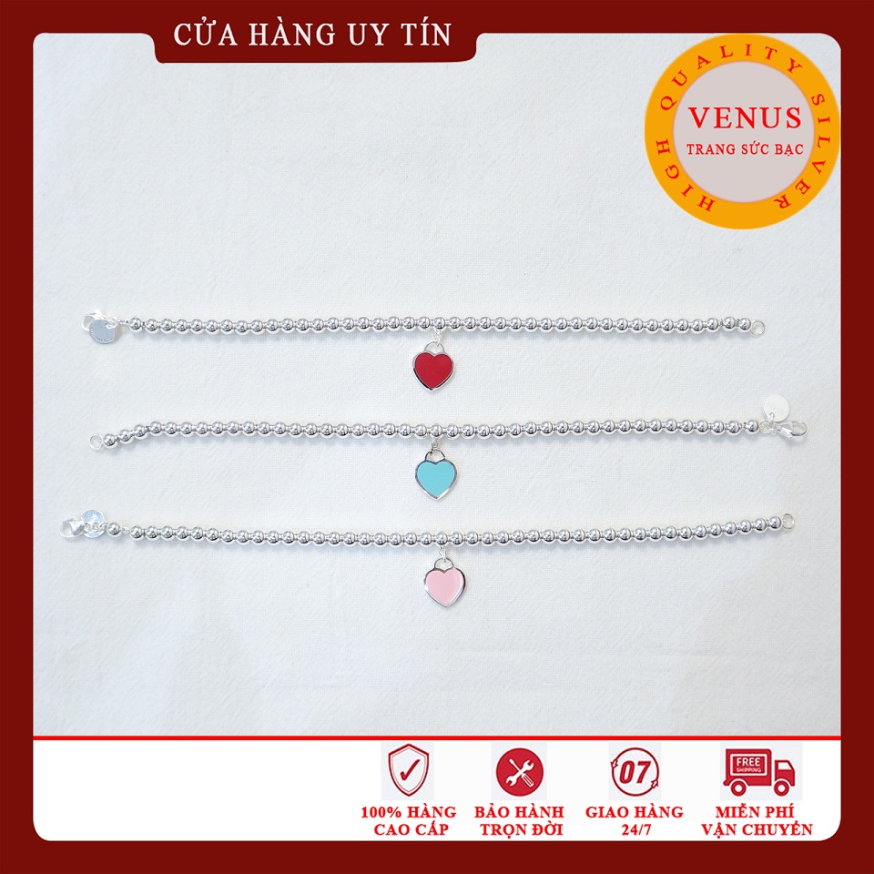 [Hàng cao cấp] Lắc tay bạc trái tim 3 màu- Mã sản phẩm VENUSTIFF