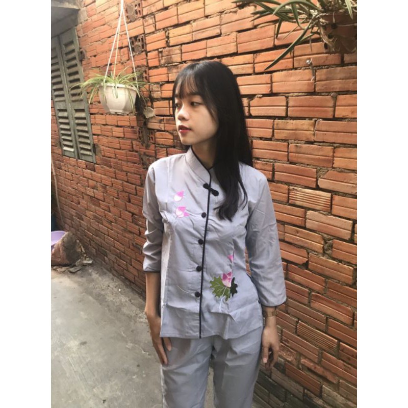 #đồ lam đi chùa#đồ phật tử#viền nơ