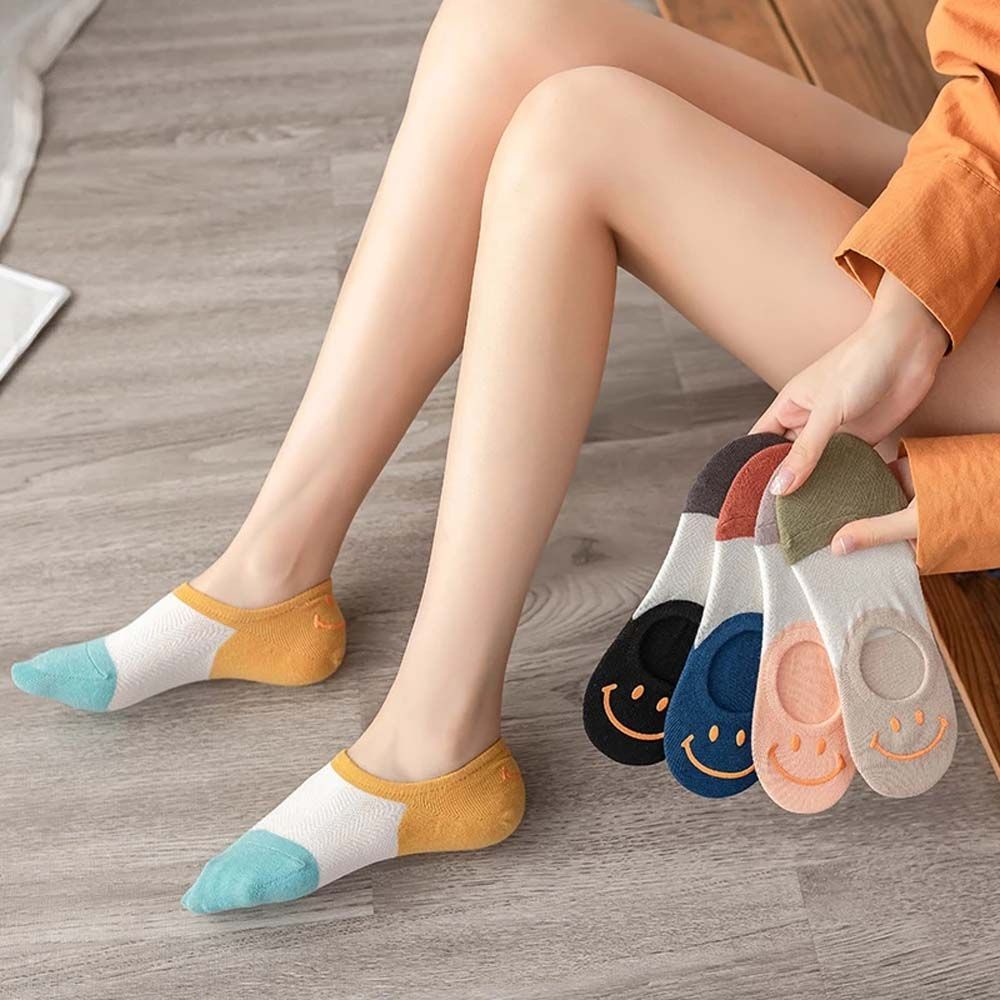 Vớ thuyền cotton cổ thấp vô hình không trượt thoải mái nhiều màu dễ thương phong cách hip hop cho nữ