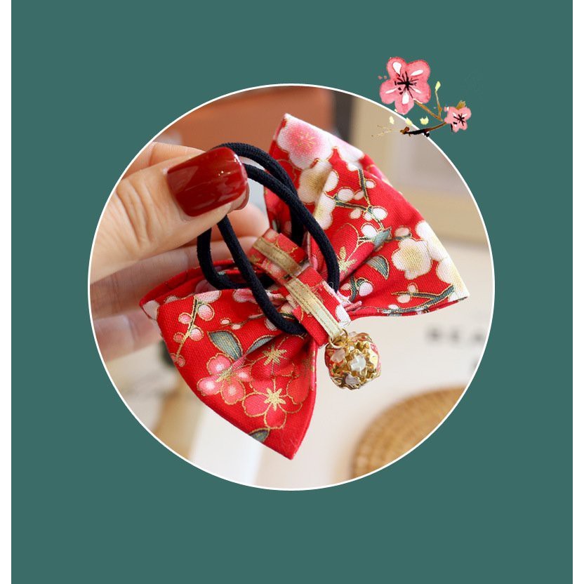 ( 1 cái ) Cài tóc nơ HỌA TIẾT NHẬT BẢN gắn lục lạc phụ kiện kẹp tóc nữ xinh xắn cosplay