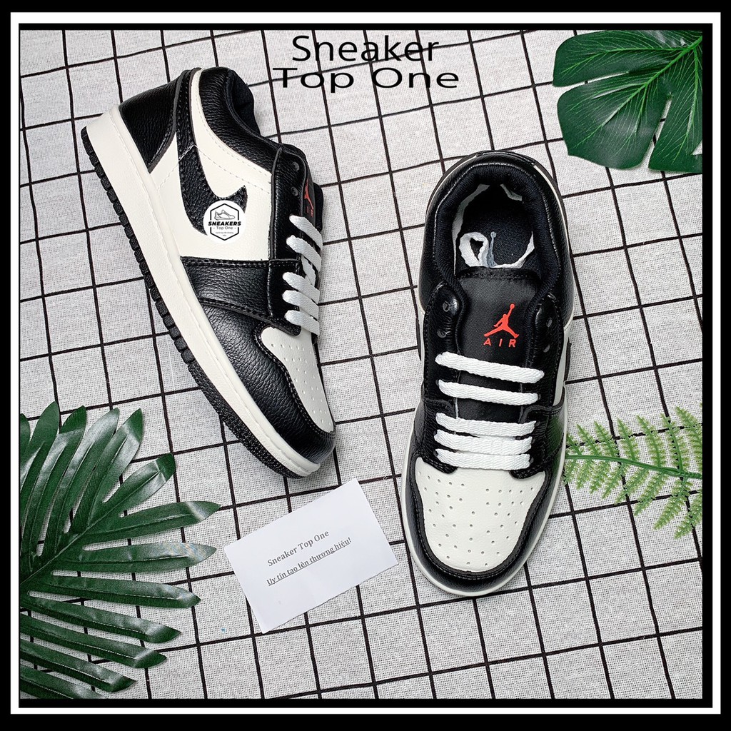 Giày thể thao Jordan 1 đen trắng cổ thấp, Giày JD low panda nam nữ siêu hot  - Sneaker Top One