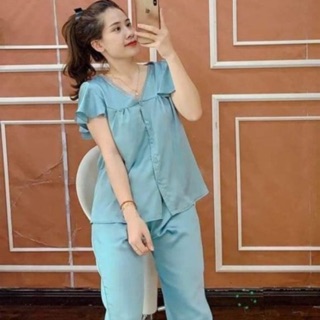 Bộ lửng mặc nhà cho nữ vải Lụa hàng thiết kế