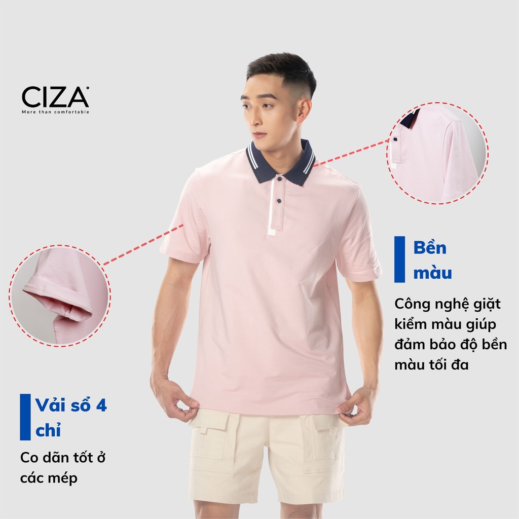 Áo thun polo nam tay ngắn cổ trụ vải cotton CIZA kiểu dáng basic phong cách trẻ trung APNR32