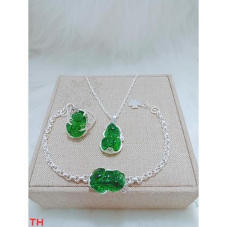 Bộ trang sức bạc ta tỳ hưu phong thủy mệnh mộc