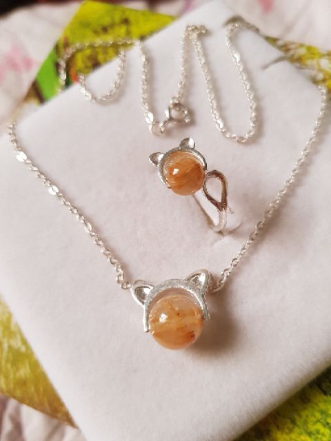 Bộ nhẫn/dây chuyền bạc 925 tóc đỏ, tóc vàng, tóc đen