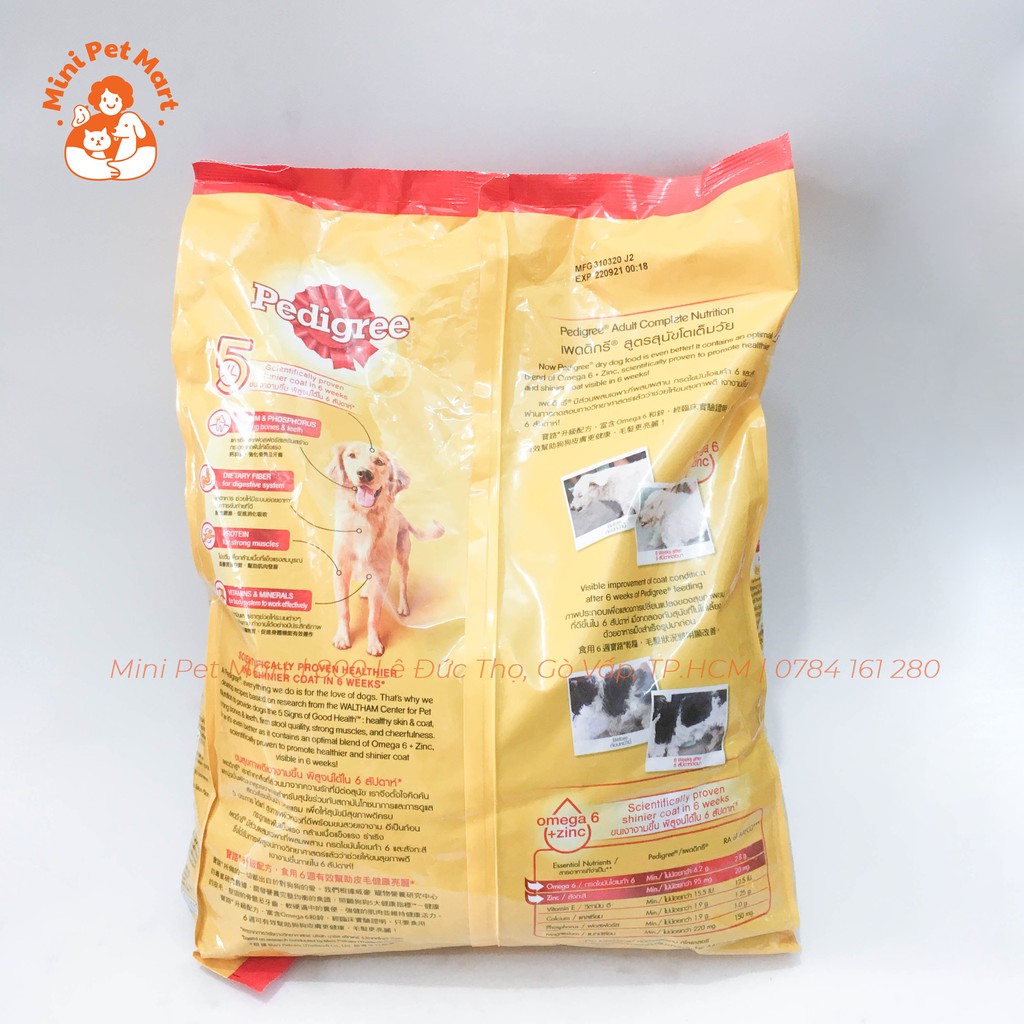 Thức ăn hạt khô cho chó trưởng thành PEDIGREE 3kg - Vị thịt bò và rau củ