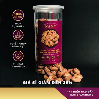 Hạt điều rang muối nguyên vỏ lụa namy - ít muối - cân đủ 450g - có giá sỉ