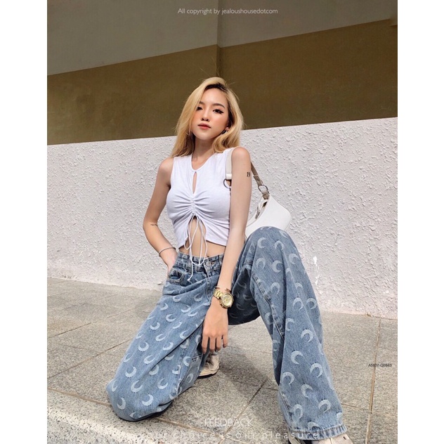 Áo tanktop, áo niche cropped có dây rút ở ngực Jealous product 5807