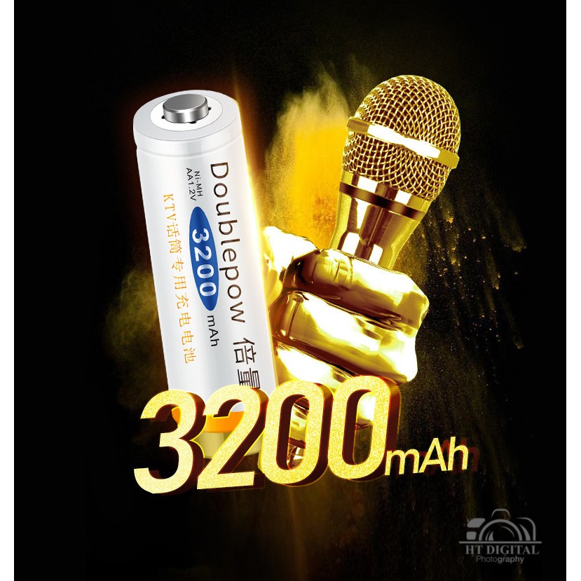 Pin Sạc AA 3200mAh Doublepow dung lượng cao cho Micro karaoke, đồ chơi trẻ em, đồng hồ treo tường