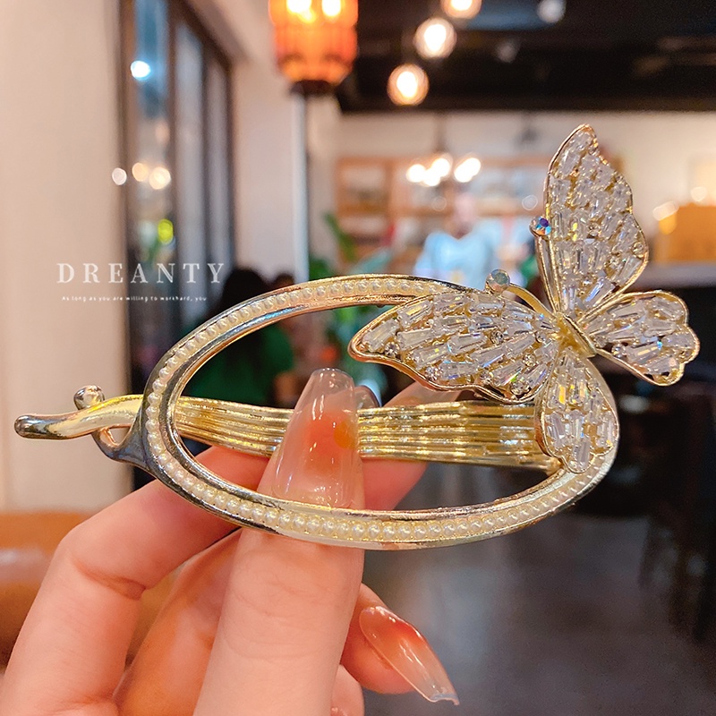 Kẹp Tóc Hình Bướm Đính Ngọc Trai Sang Trọng