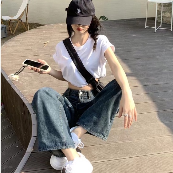 Quần Jeans Thể Thao Ống Rộng Phối Khóa Kéo Phong Cách Thời Trang Hàn Quốc Cho Nam Và Nữ Quần âu nam thể thao size lớn chân thẳng