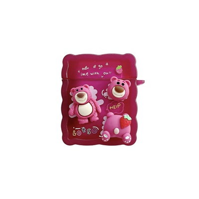 Vỏ Bảo Vệ Hộp Sạc Tai Nghe Bluetooth airpods 1 2 pro Bằng tpu Mềm Hình Gấu Dâu Tây 3d Dễ Thương Hoạt Hình