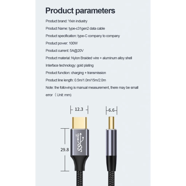 Cáp Sạc Nhanh Usb 3.1 Sang Type C 5a Pd 100w 10gbps Cho Macbook Pro Samsung S10 Note 20. Zeer