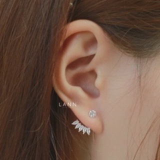 Khuyên 1 Đá Trắng Chốt 5 Đá BẠC S925 LANN E135