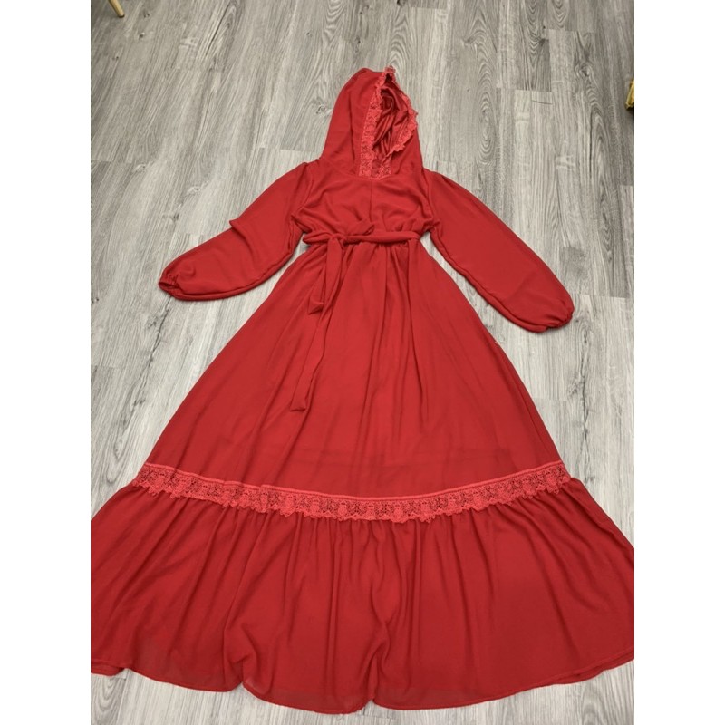 [FREESHIP] Đầm Maxi Đỏ Phối Ren Kèm Nón | BigBuy360 - bigbuy360.vn