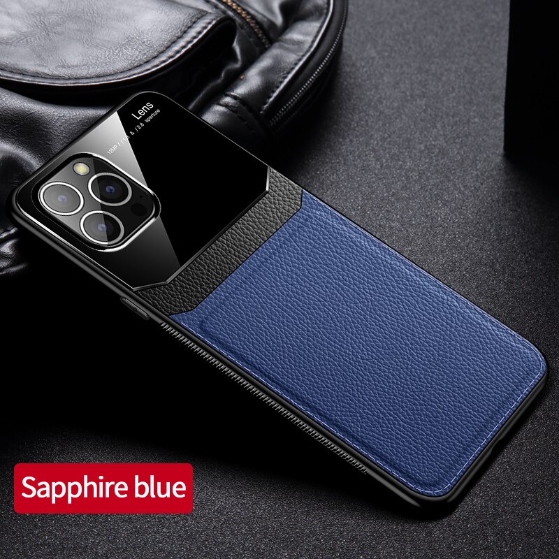Ốp Điện Thoại Da Pu Mặt Kính Chống Sốc Cho Iphone 12 Pro Max 12 Mini 11 Pro Max 13
