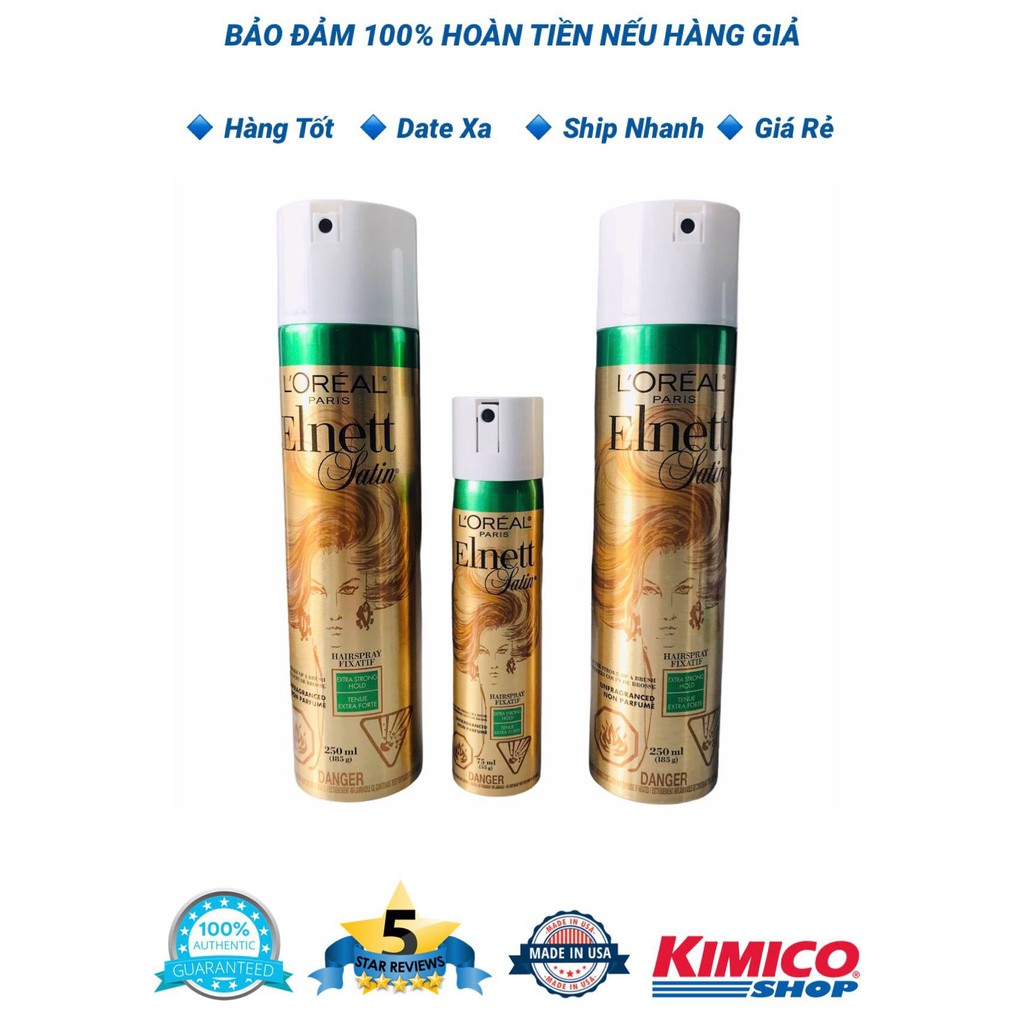Keo Xịt Tóc Tạo Kiểu L’oreal Elnett Satin Extra Strong Hold Loại Không Mùi