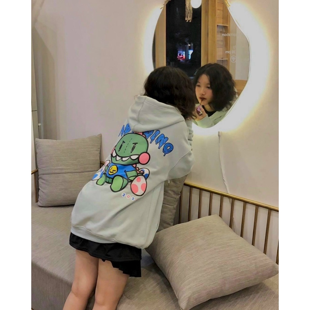 Áo Hoodie Nữ 🌸FREESHIP🌸 Áo Nỉ Khủng Long BABY DINO Form Rộng Tay Bồng Có Mũ Màu Xanh Bơ Hot | BigBuy360 - bigbuy360.vn