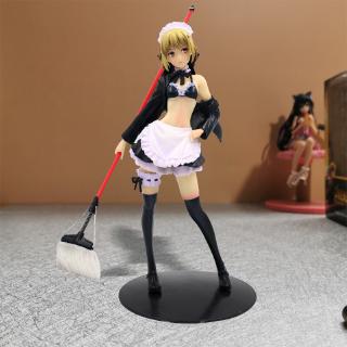 22cm Anime Fate Stay Night Saber Maid Broom Ver PVC Action Figure Figurine Collectible Model doll to