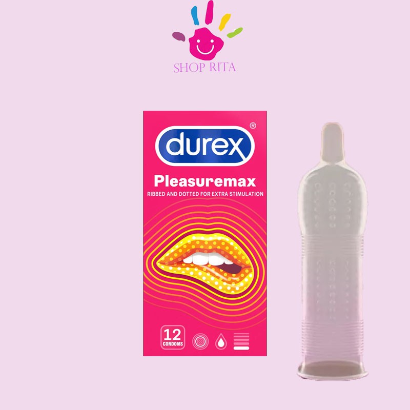 [bcs gai gân] HỘP 12 Bao cao su Durex Plesuremax - Gân gai nổi